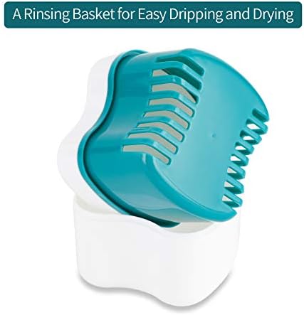 Annhua denture bath with removable strainer basket for easy rinsing