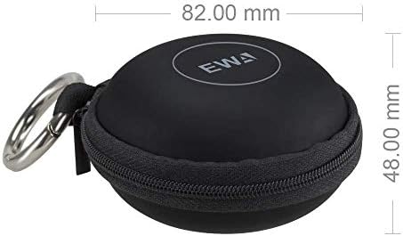 EWA mini speaker pouch opened showing internal mesh pocket for charging cable.