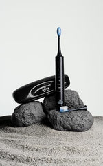 Close up view of the GOSS oral care brush head showing the specialized DuPont bristles designed for deep cleaning.
