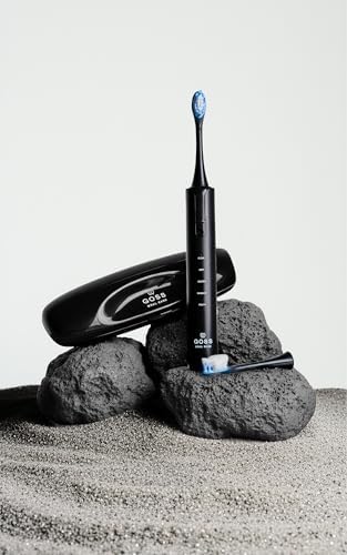 Close up view of the GOSS oral care brush head showing the specialized DuPont bristles designed for deep cleaning.