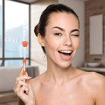 Close up view of the textured wide scraping edge of the oral hygiene tool
