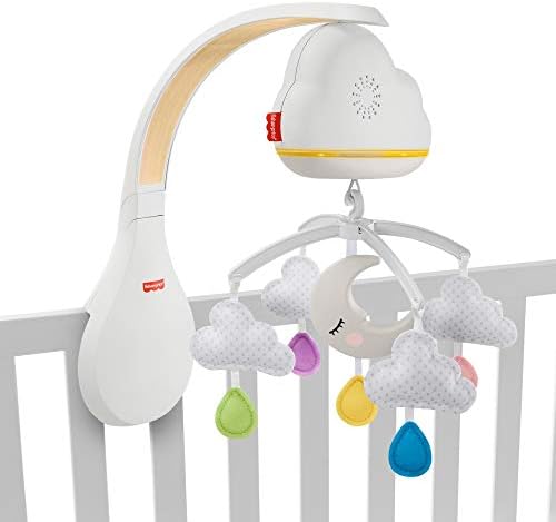 Side view of the secure crib mounting clamp mechanism on the Fisher-Price calming clouds device