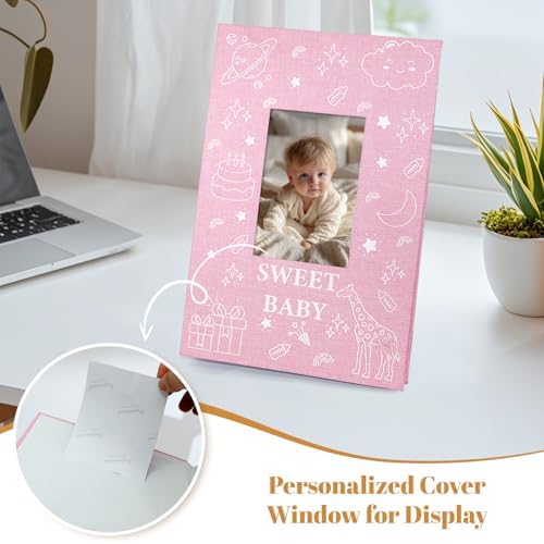Premium newborn memory book showing 300 slip in photo pockets