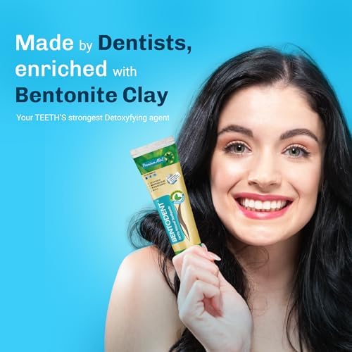 Organic calcium bentonite clay toothpaste tubes showing premium mint flavor labels