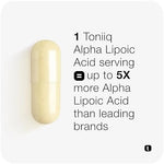 Side view of Toniiq 1000mg Alpha Lipoic Acid supplement bottle