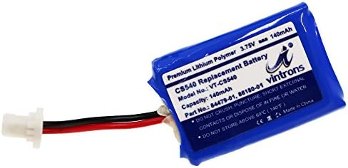 Replacement battery cell for office headsets showing clear product specification labels.