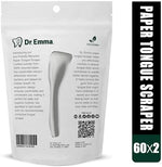 Dr. Emma Hygienic Paper Tongue Scraper sixty count box packaging.