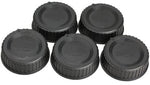 Vktech plastic rear lens cover for Nikon DSLR cameras showing grooved outer grip