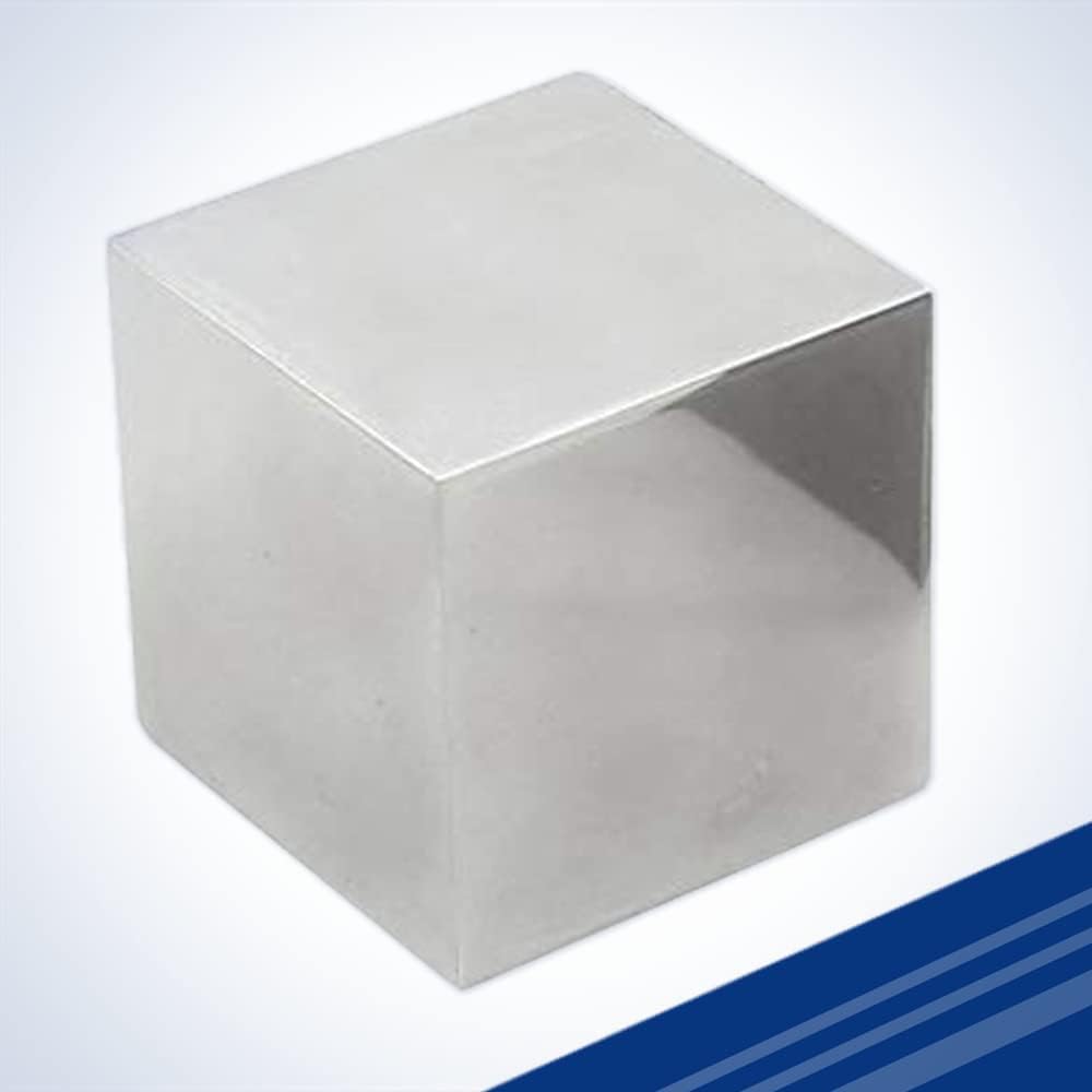 Midwest Tungsten Service aluminum cube front view metal block