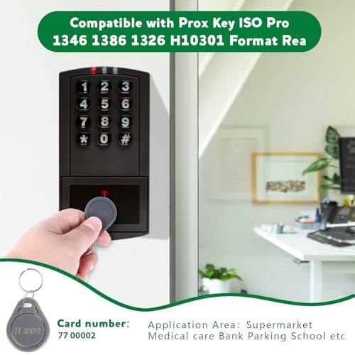 Durable grey security access fobs compatible with H10301 readers
