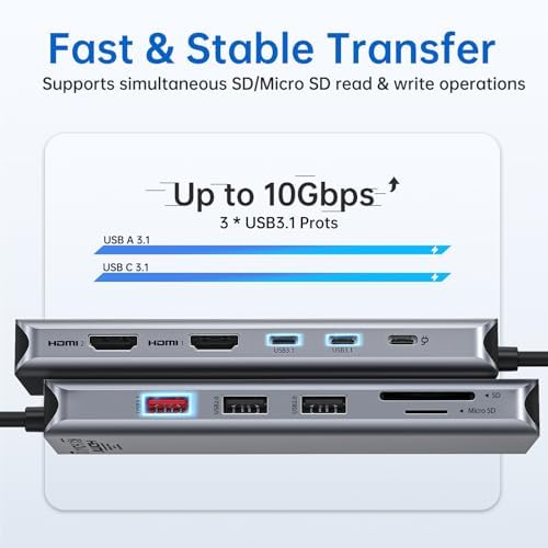 Side profile of the premium MOKiN aluminum alloy docking station highlighting compact portable workspace design.