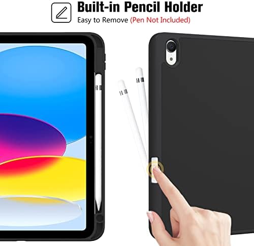 ProCase iPad case opened showing integrated electronic pencil holder slot