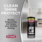 pH neutral metal cleaning sheets being used on a stainless steel microwave surface