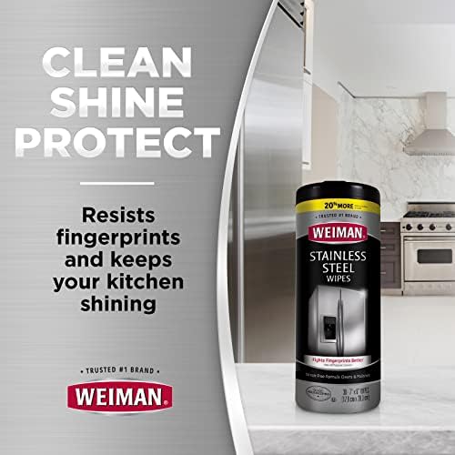 pH neutral metal cleaning sheets being used on a stainless steel microwave surface