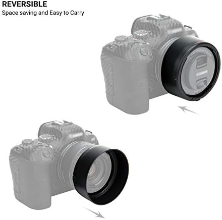 Side profile of JJC LH-ES65B lens hood on Canon camera lens