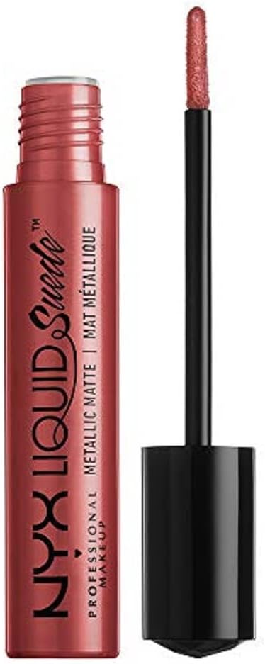 Nyx Professional Makeup Liquid Suede Metallic Matte Lipstick Bella front view cosmetic product