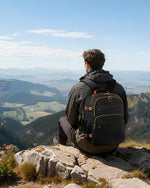 HOTOR travel backpack side view showcasing spacious organizational pockets
