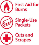 Individual 0.9 gram packets of Globe burn relief cream for travel kits