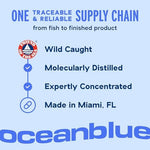 Ocean Blue Professional 180 softgels premium packaging displaying orange flavor and triple strength benefits.