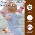 Side profile of wooden baby keepsake box for christening