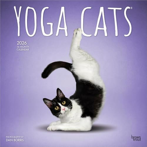 Yoga Cats OFFICIAL | 2026 12 x 24 Inch (Hanging) Monthly Square Wall Calendar | Plastic-Free | BrownTrout | Animals Humor Pets - Image 2