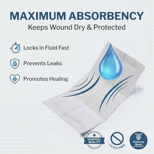 Individually wrapped five by nine inch ABD dressings showcasing the sterile packaging layout.