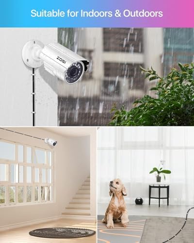 Zosi all in one security camera wire being connected to a digital video recorder