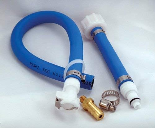 Atlantis flush kit for Yamaha Venture 701 featuring blue marine hose and brass fittings front view