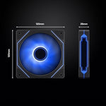 Darkrock 120 millimeter PC cooling fans displaying the multi-layered infinity mirror effect on center and sides