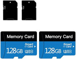 Two pack high speed class 10 memory cards alongside two full size secure digital adapters.