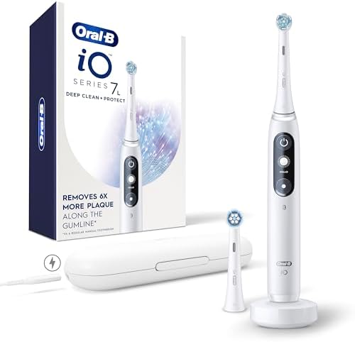 Oral-B iO Series 7 electric toothbrush white front view showing interactive smart display screen