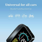 Liiiyuan M12 compact car diagnostic gadget showing multiple custom interface display modes.