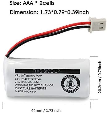 Kruta Nickel Metal Hydride 2.4V replacement battery side profile view.