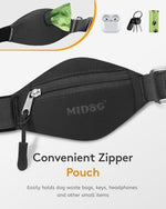 Side profile of MIDOG hands free leash worn as waist belt