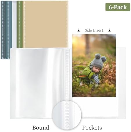 Vienrose 4x6 mini photo book open showcasing clear top loading plastic pockets.