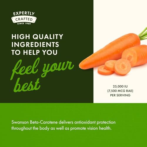 Swanson Beta-Carotene easy to swallow premium softgels pack of 250 count close up