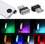 Low power consumption USB car atmosphere lamps showcasing the five volt universal connection.