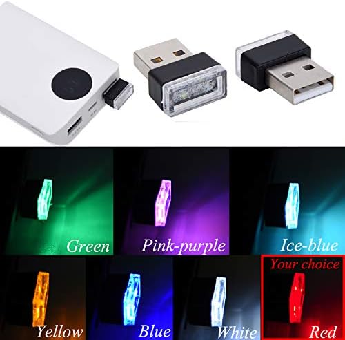 Low power consumption USB car atmosphere lamps showcasing the five volt universal connection.