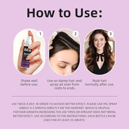 AVEYA Hair Growth Spray, for Women & Men infused with Rosemary Oil,Batana Oil&Biotin for Scalp – Strengthens,Thickens&Accelerates Hair Care - Non-Greasy,Helps Prevent Hair Thinning & Hair Loss – 60ml - Image 7