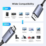 UGREEN display adapter cord layout highlighting the male to male connector design for multi-screen setups.