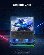 KeiBn external turbofan laptop cooler close up showing the digital LCD speed readout panel