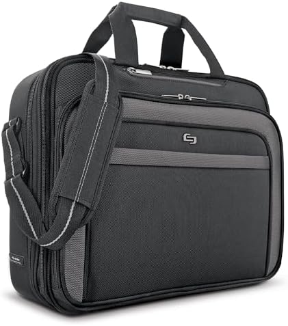 Solo Empire 17.3 Inch Laptop Briefcase, TSA Friendly, Black/Grey - Image 2