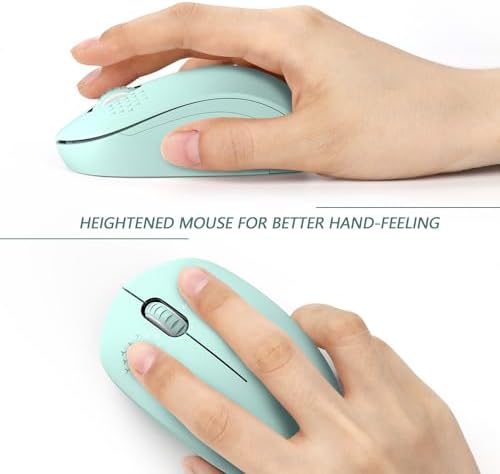 Seenda travel mouse in mint green color with modern desk setup