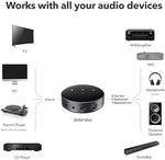 WiiM Mini high resolution audio player connected to a home audio amplifier setup.