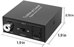 Tobo digital audio converter installed between a television source and an audio amplifier.
