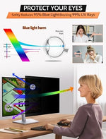 Reversible privacy screen showing the difference between matte anti reflection and glossy high clarity finishes.