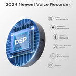 Elasound portable audio recorder displaying the one touch operational power switch on its side.