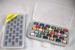 Close up of high density gray foam holding bobbins securely