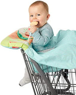 Skip Hop Take Cover baby cart liner installed over a large metal shopping trolley seat.