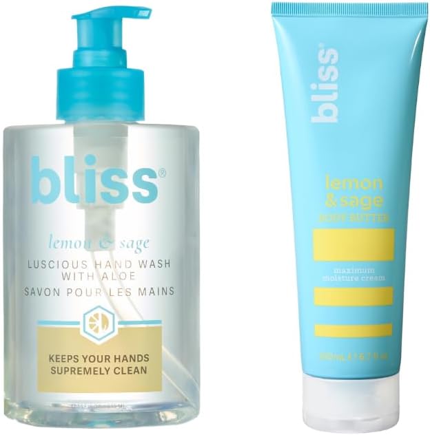 Bliss Lemon and Sage Hand Wash and Body Butter Duo front view packaging.